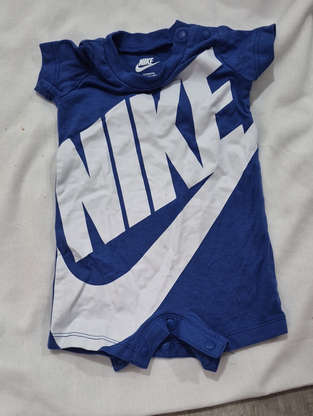Nike Toddler Blue One-Piece Romper with White Swoosh Logo